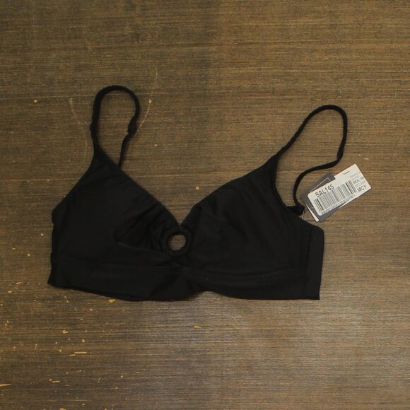 NWT Bar III Womens Resort Solids Ring-Detail Bikini Swim Top MBRS24101 Black M - Picture 3 of 6